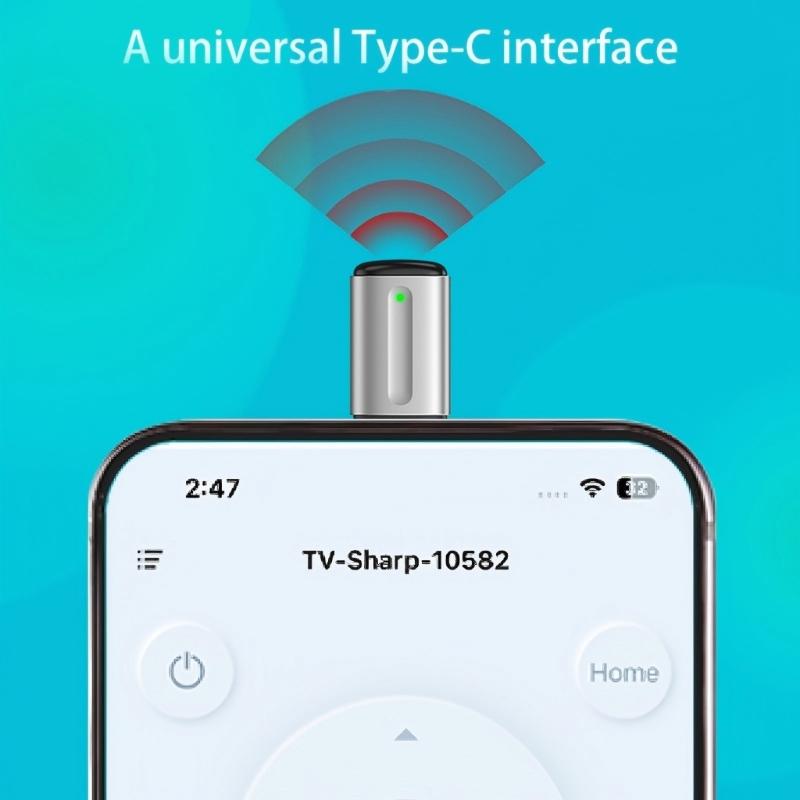 Pocket Sized Ultrared Remote Adapter Transmitter For Phone With Type C Port To Operate Home Appliances Via Dedicated App