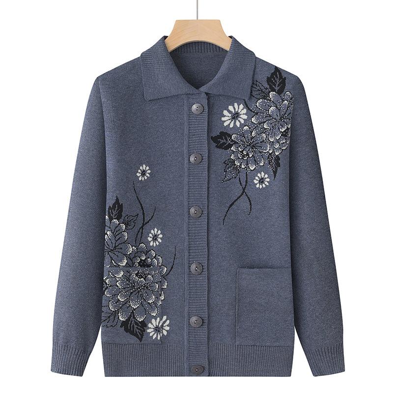 Spring and Autumn Jackets for The Elderly, Spring and Autumn Women, Loose Old Lady Clothes, Mother Clothes, Knitted Sweaters, Cardigans