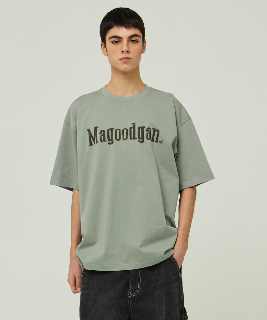 MAGOODGAN Swagver 3580 Embroidered Oversized Off-White Short Sleeve Tee