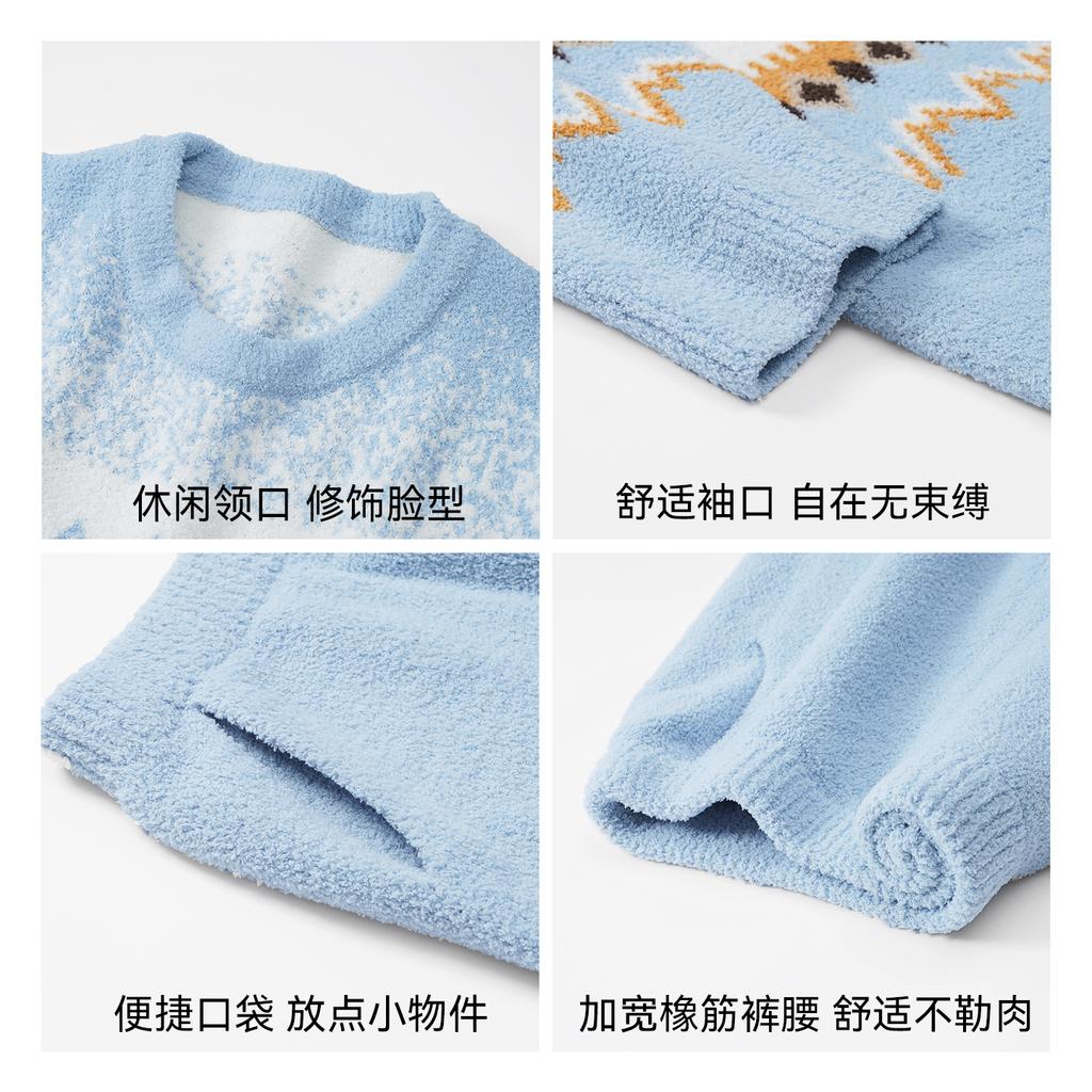 Autumn And Winter Half Fleece Lazy Wind Pajamas Women'S Winter High-End Warm Coral Fleece Loungewear Set