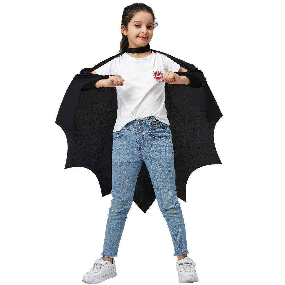 Top-Selling Bat-Shaped Halloween Cloak Jumpsuit with Sleeves - Black Cloak Set