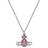 Kitty Saturn Shaped Enamel Safety Pin Necklace Women Necklace Silver Vintage-Pink 630203BU-02P639