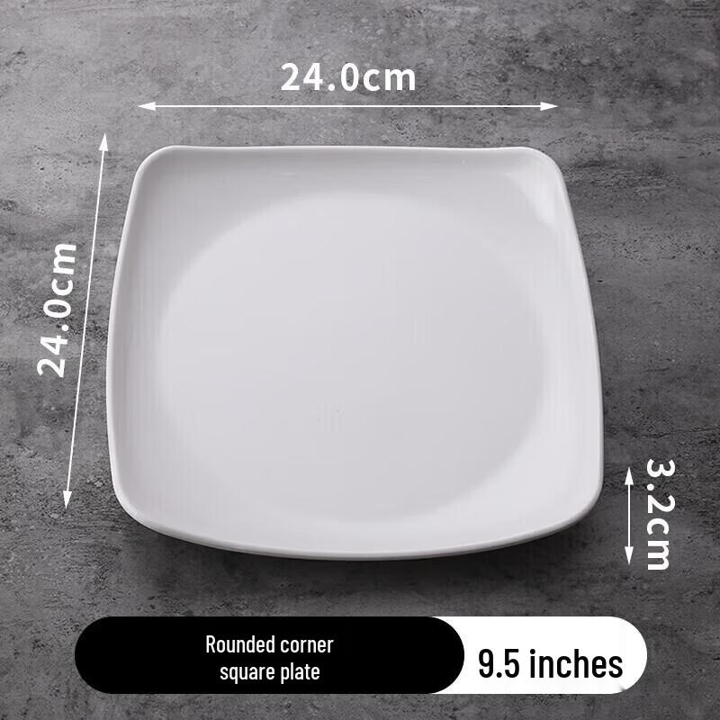 

Durable White Melamine Warped Corner Food Plate