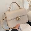 Portable Small Square Bag Autumn New Fashion Popular Texture Lock Solid Color Casual Shoulder Messenger Bag