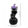 Cat Pumpkin Figurine Decorative with Witch Hat Spooky Tabletop Decor for Decorators,