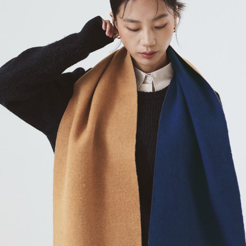 ONSZ Wool Cashmere Solid Double-Sided Logo Muffler