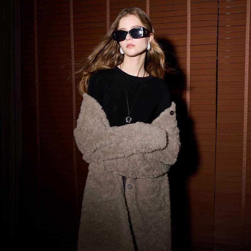 Sancai 100% Merino Wool Stand-Up Collar Mid-Length Coat