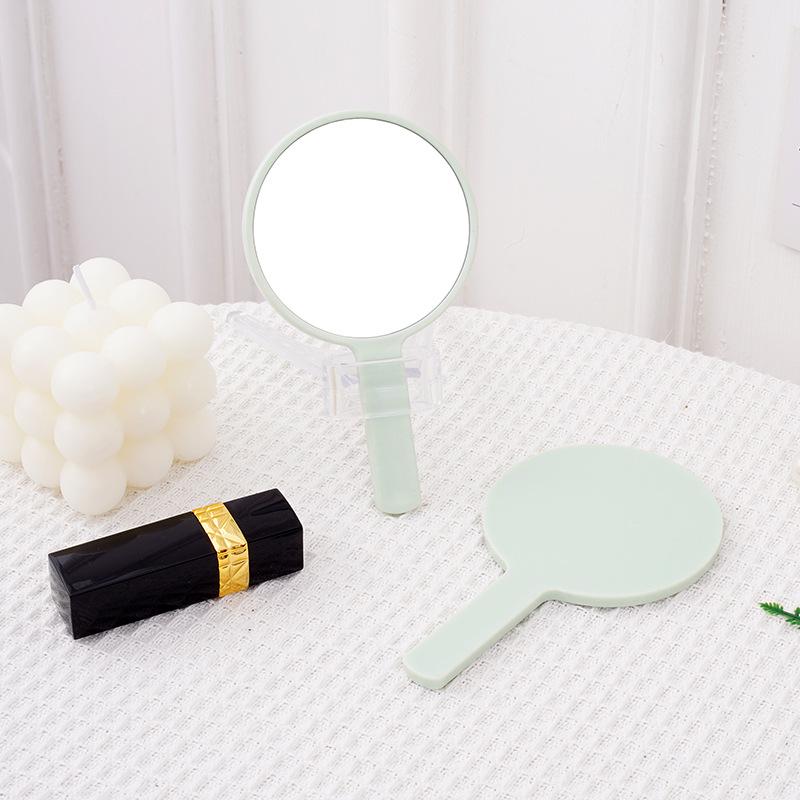 

HD Handheld Makeup Mirror: Small Plastic Tabletop Mirror with Handle 7.5*13cm Round Mirror New светло-зеленый