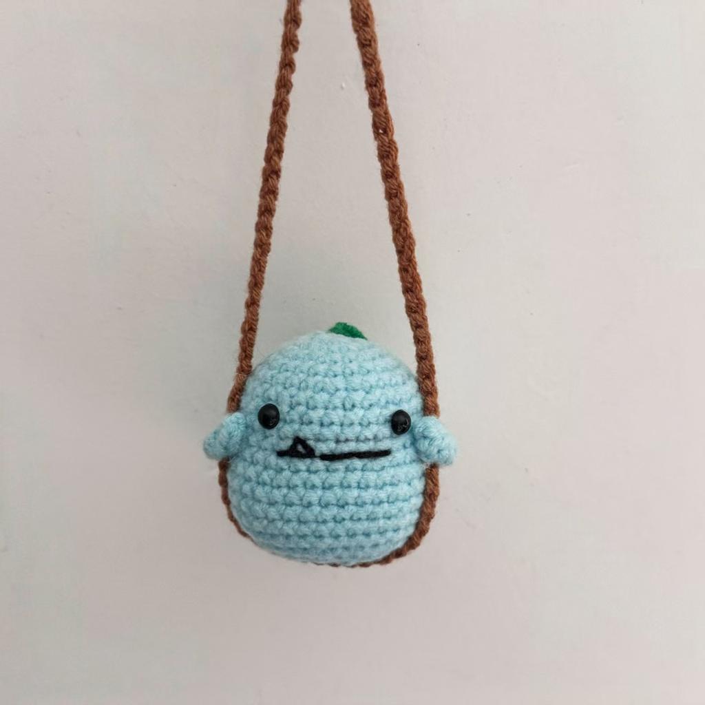Handmade Crochet Frog Car Air Freshener with Cedar ScentGreen Fabric Frog Hanging Ornament for Rearview Mirror or Closet,Perfect for Easter