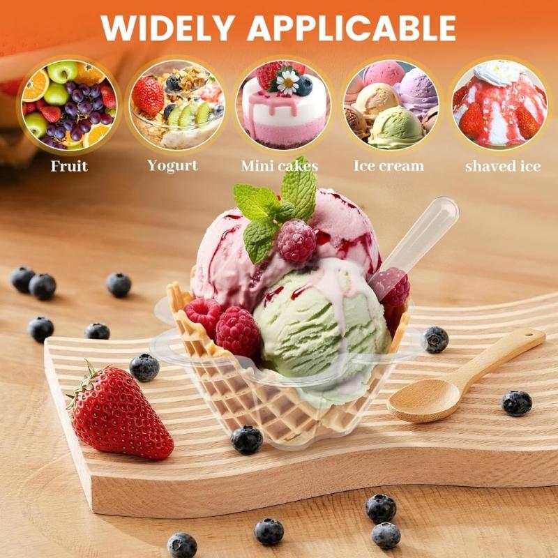 60Pieces Efficient Plastic Dessert Cups With 60 Matching Spoons Shatters Proof Ideal For Family Dining Event