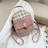 Women's Bag Printed Plaid Lock Backpack Portable Oblique Span Removable Contrasting Bag