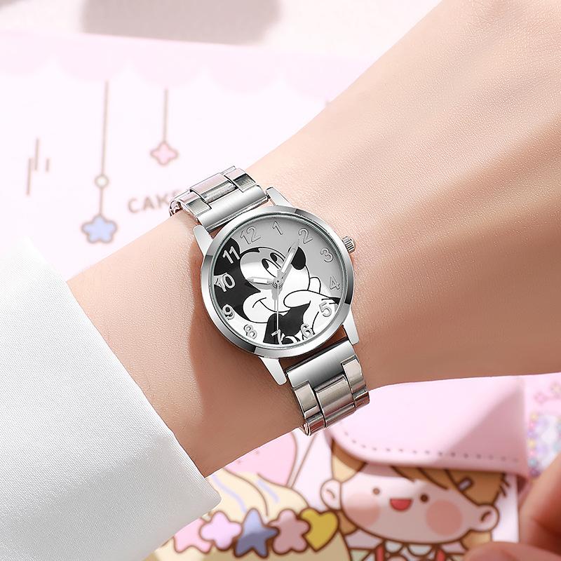 Disney Mickey Mouse Minnie Kids Watch Student Cartoon Watch Aolly Steel Quartz Watch Clock Gift