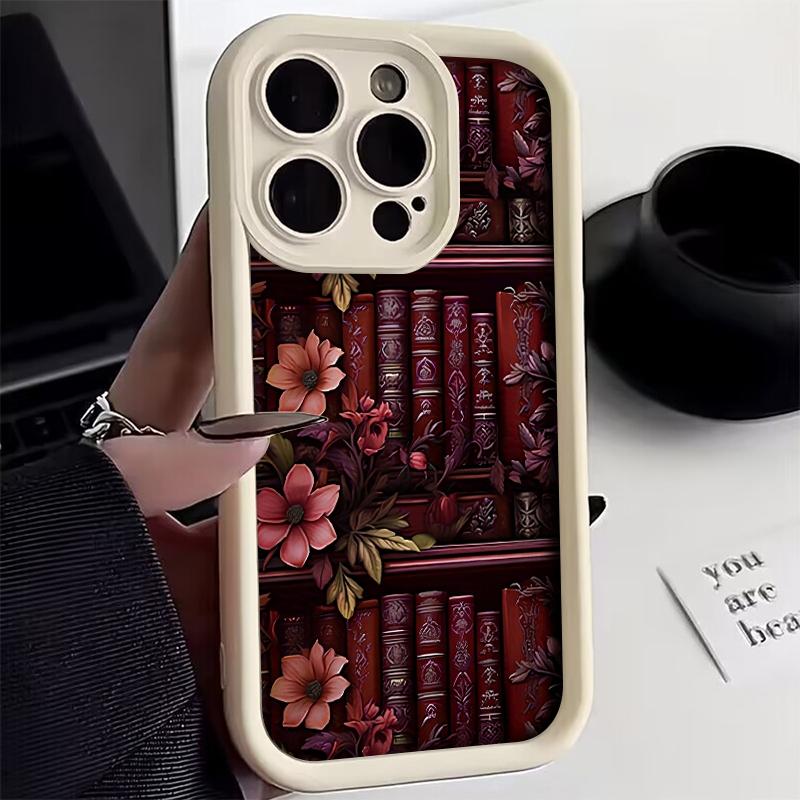 Buch Blume Trendiges Muster Handyhülle Für iPhone 17 Air 16 15 14 13 12 11 Pro Max iPhone X XS XR 16 PLUS Stoßfänger Süß Weiche Hülle