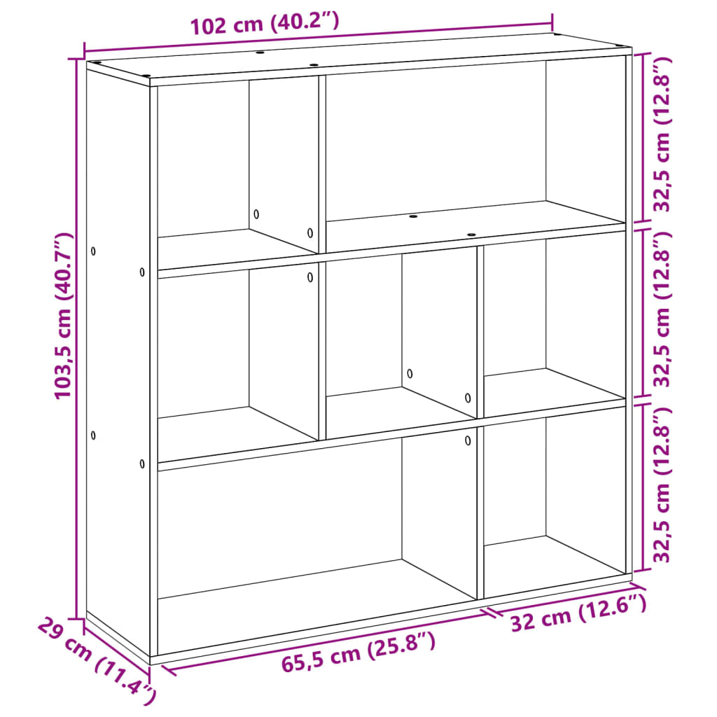 Room Divider Bookshelf Reclaimed Wood Look 102x29x103.5 cm