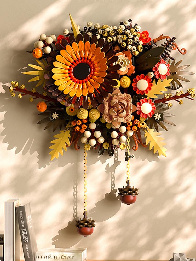 DIY Plants Art Wall Flowers Simulated Sunflower Living Room Pendant Building Blocks Model Bricks Kids Sets Toys