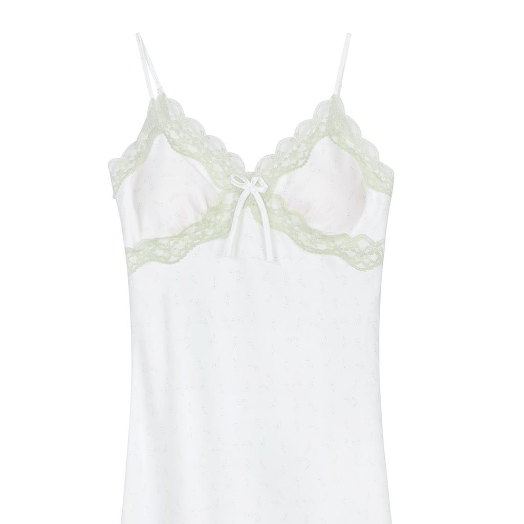 Fashion explosion lace edge suspender nightdress women's new model with chest pad can be worn outside floral dress pajamas