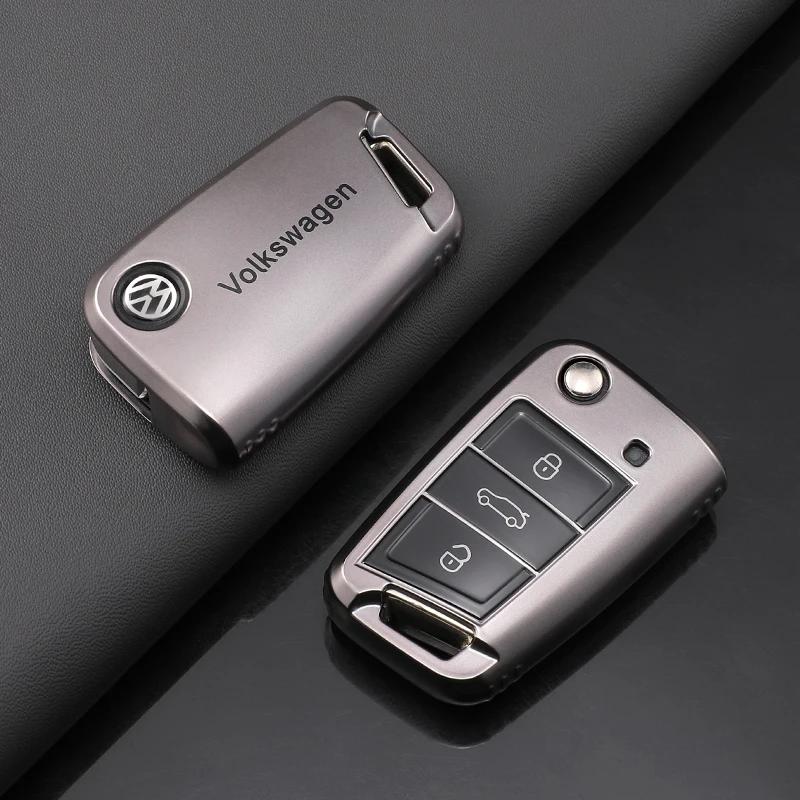 

VW GTI GOLF 2026 Hot For VW VOLKSWAGEN New Silver TPU Car Flip Remote Key Case Cover Holder Shell Fob For VW Volkswagen Golf 7 M