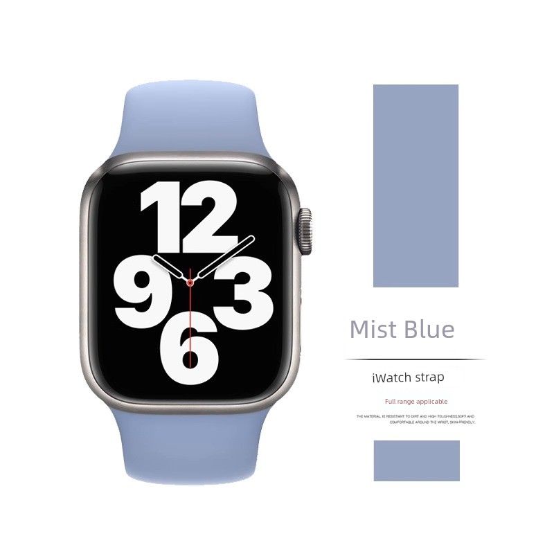 

Apple Liquid Silicone Watch Classy Breathable Strap Mist Blue Short [Wrist 120-170mm] iwatch 10(42mm)