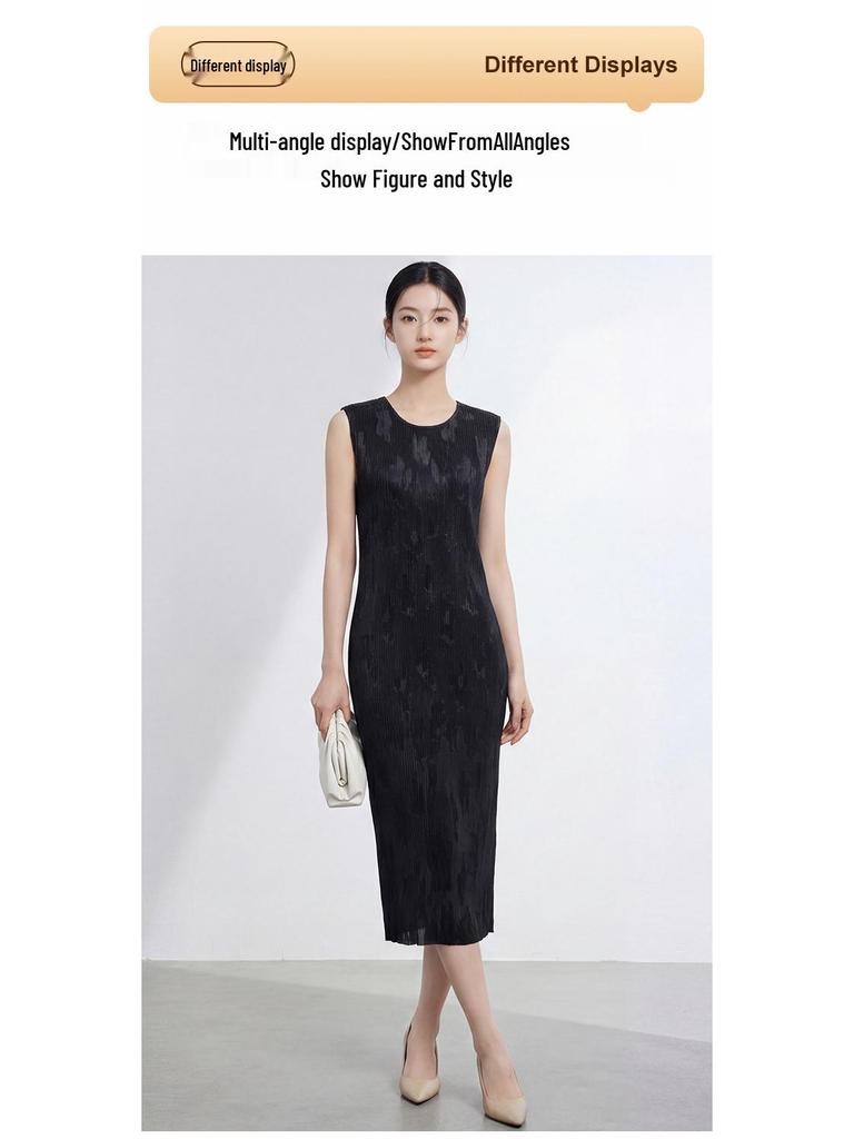 2026 Summer High-End Socialite Goddess Style Sleeveless Miyake Dress