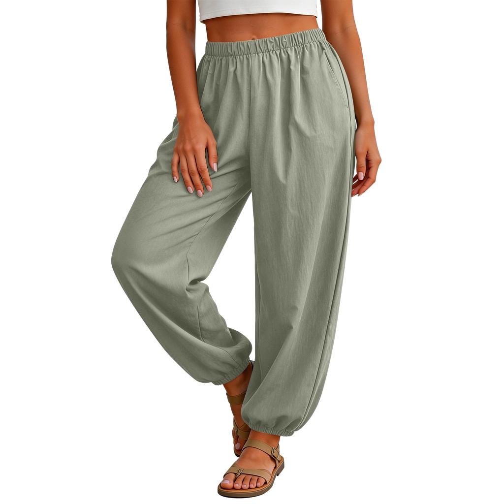 Damen locker lässige Hose – Schnelltrocknende Cargohose mit Kordelzug
