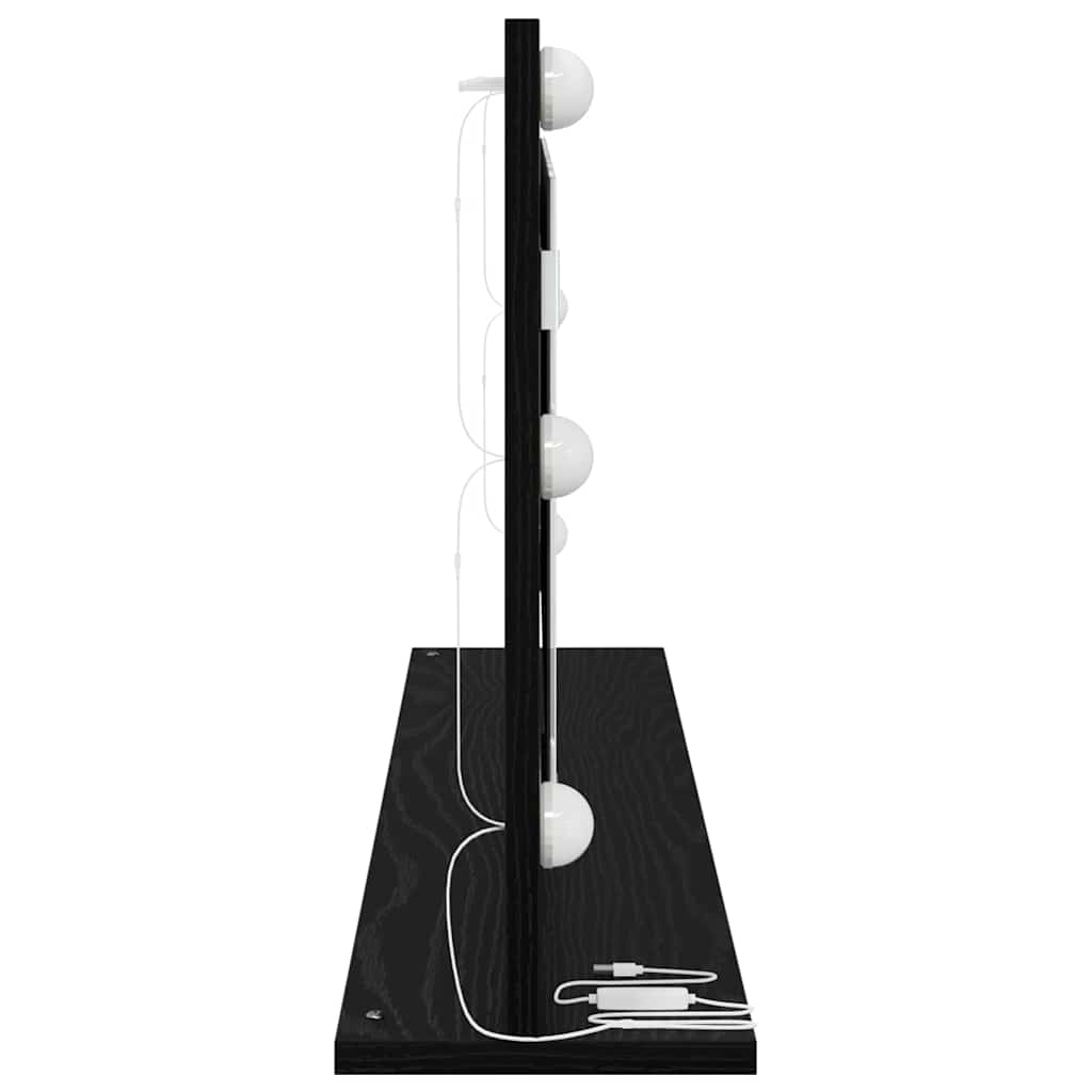 Black Washbasin Mirror with Oak Effect 100 x 45 x 18 cm
