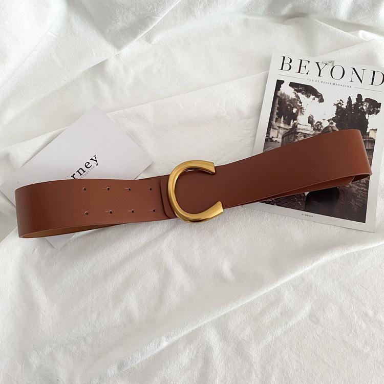 

Широкий пояс для женщин с пряжкой в виде подковы, модный декоративный пояс для юбки и пиджака в стиле ретро