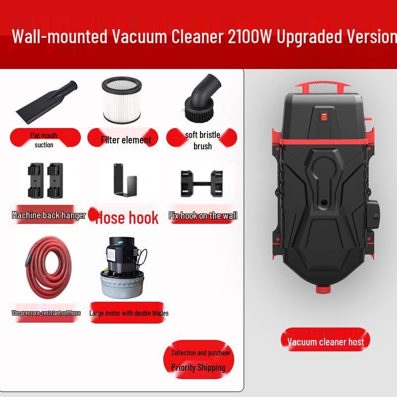 Wall-Mounted 2100W Vacuum Cleaner for Car Wash and Auto Detailing