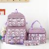 School bag new lightweight nylon backpack female cute cartoon three-piece set primary school students large-capacity school bag, fashionable