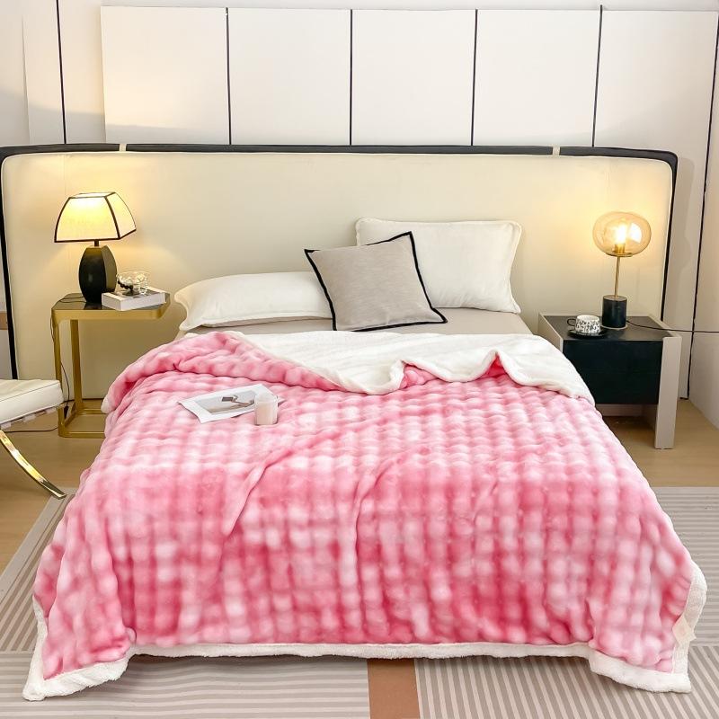 Nordic Style Bubble Lamb Wool Double-layer Blanket Four Season Universal Plush Thickened Multifunctional Public Room Nap Blanket