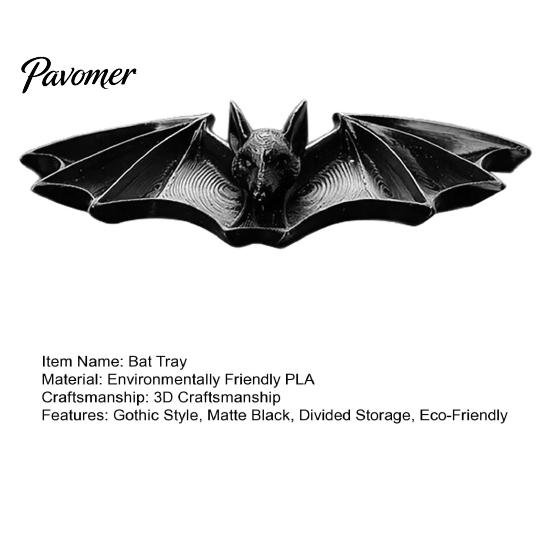 Bat Shape Ring Dish 3D Printed Gothic Catchall Tray, Halloween Jewelry Holder for Rings Necklaces Home Accessories and Keys, Decorative Dark