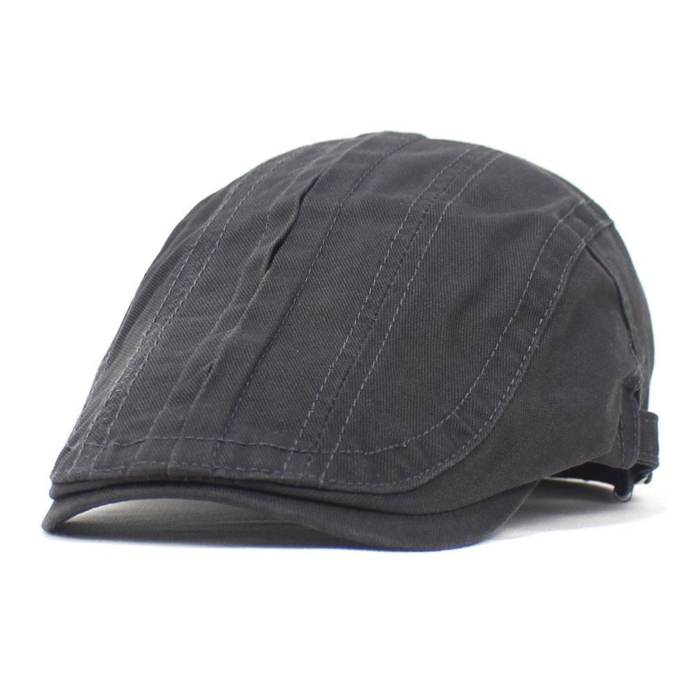 Hat Men's Cotton Beret Adjustable Bent Cap Solid Color Fashion Forward Hat