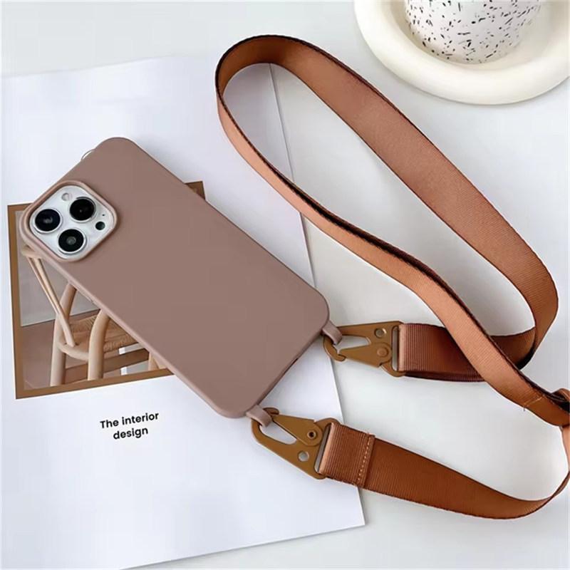 Crossbody Necklace Strap Lanyard Matte Silicone Case For iPhone 17 16 15 14 Pro Max 11 12 13 XR X XS 8 Plus SE Shockproof Cover