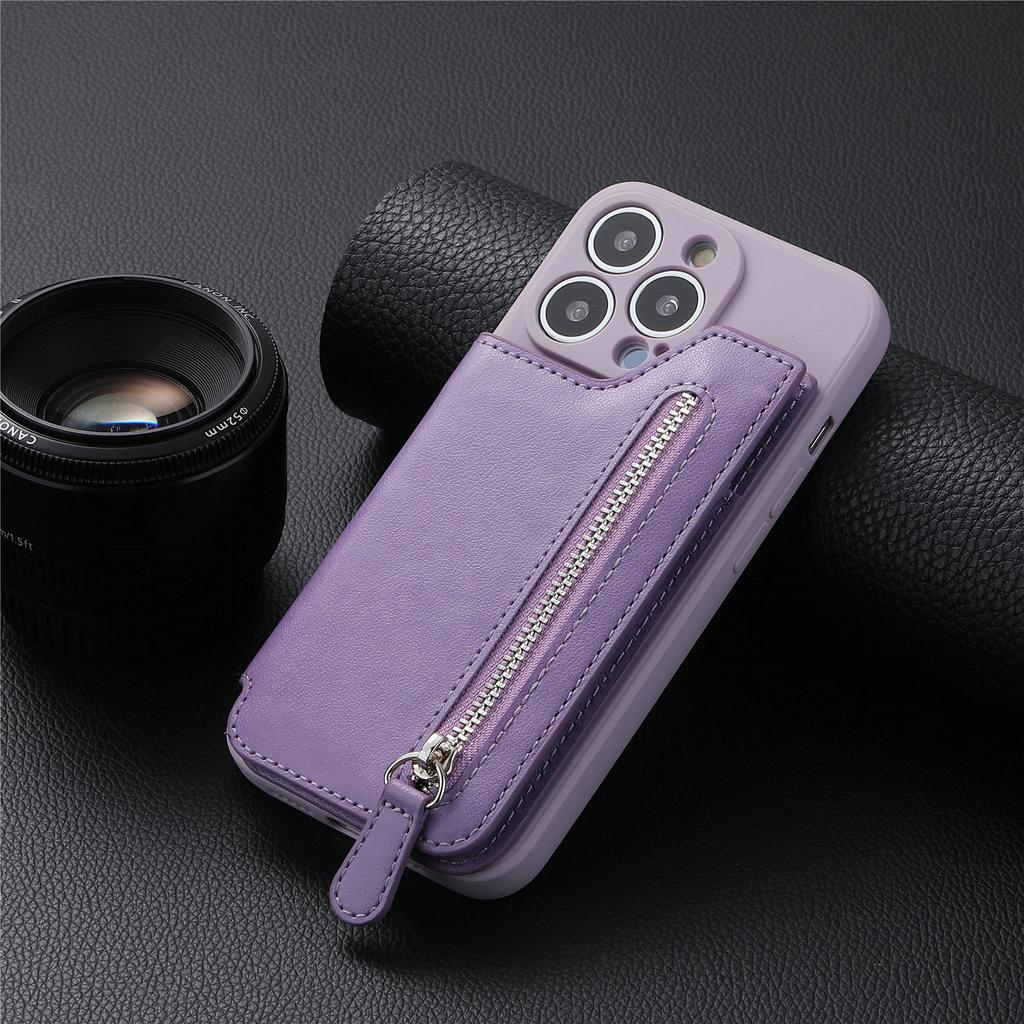 Zipper Wallet with Card Holder Phone Case for IPhone 13 12 Mini 15 14 11 Pro Max XS XR X 7 8 Plus Hard Shell Shockproof Cover