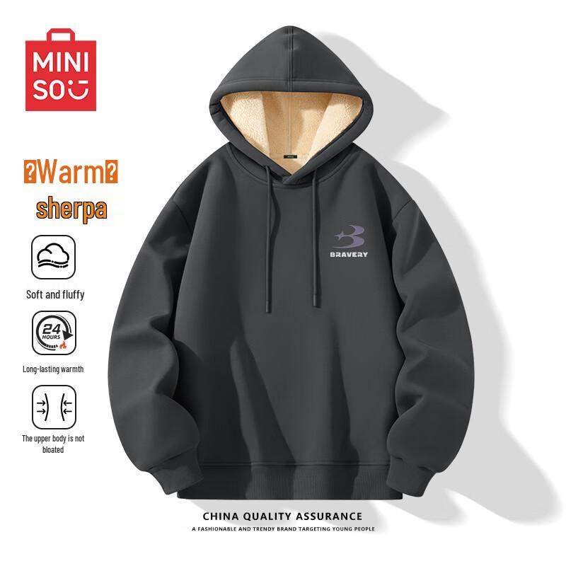 

Miniso Men s Trendy Heavyweight Hooded Pullover Sweatshirt 2XL