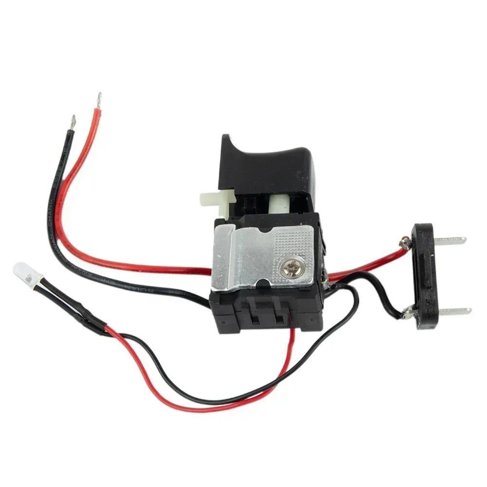 DC 7.2V-24V Electric Drill Speed Control Push Button Trigger Switch With Light Power Tools Hand Drill Replacement Accessories