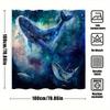 1pc Celestial Whales Bath Curtain - Cosmic Ocean Design with Blue Starry Creatures & Nebula Background, Ethereal Marine
