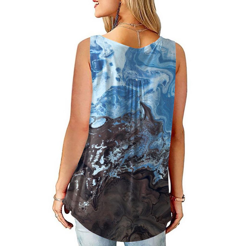 Women's Sleeveless Tops Loose Tops Casual Plus Size Tops Pleated Tops Button Down Casual Summer Floral Tie Tops Women