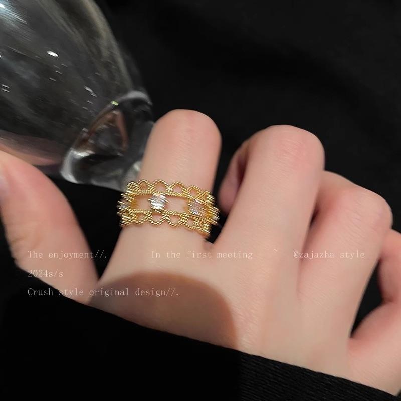 Openwork Lace Unique Ring With Dual Pearl Design Ideal For Fashion Women Forward