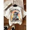 Letters and Skull Printed T-shirt Casual and Comfortable Round Neck Short-sleeved Women's Top