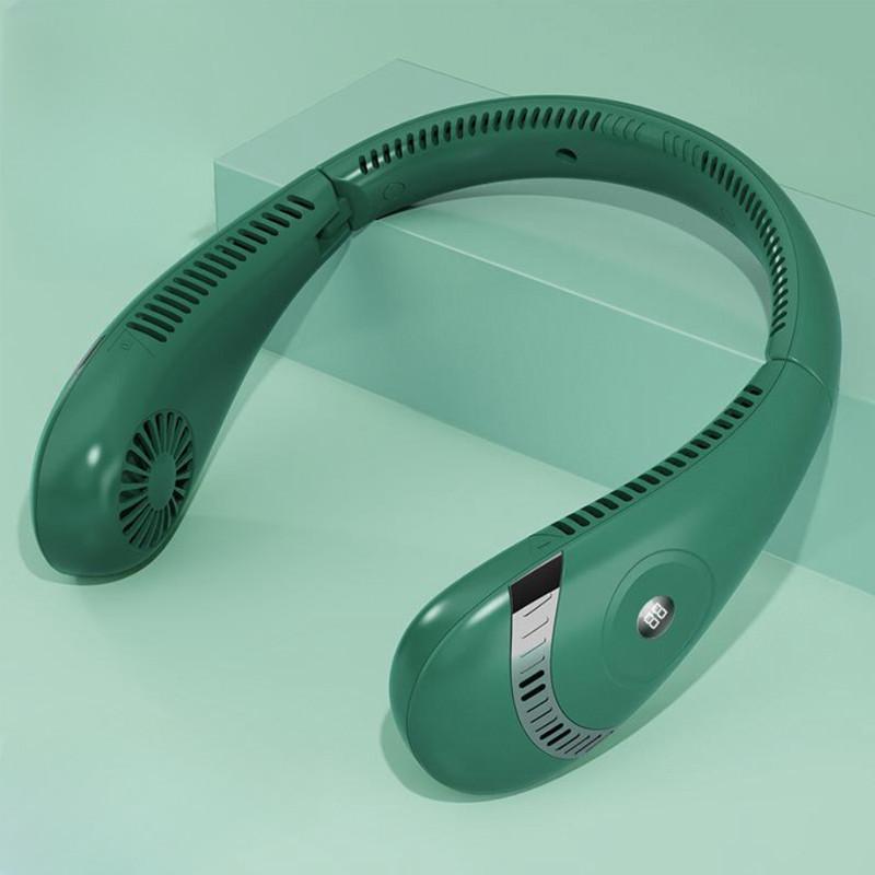 

Подвесной вентилятор на шею USB Ленивый Уличный Мужской и Женский Светодиодный Складной Бесшумный Студенческий Беспроводной Подвесной Мини-вентилятор зелёный