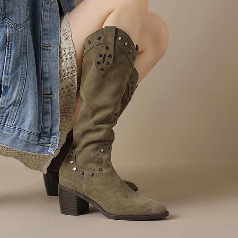 

мода Винтаж Зимние женские ковбойские сапоги в стиле вестерн Модные туфли на квадратном каблуке Laides Concise Short Botas De Mujer 40 зеленые хаки