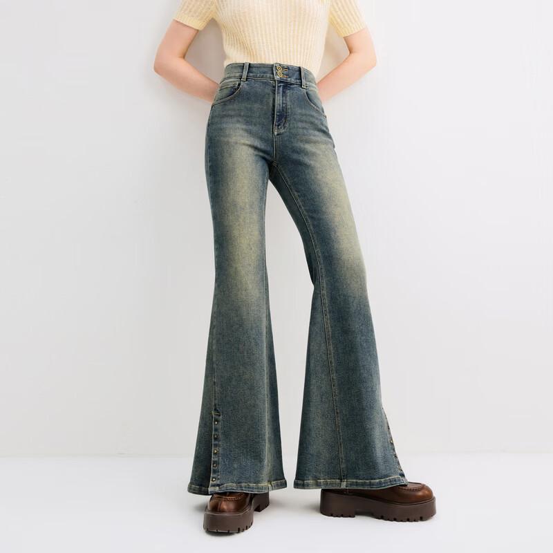 

Ledin Rivet Split-Hem Flare Jeans XS