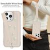 For iPhone 16 Pro Max Case Embroidered Tulips PU Leather Card Holder Back Cover with Shoulder Strap/Wrist Strap