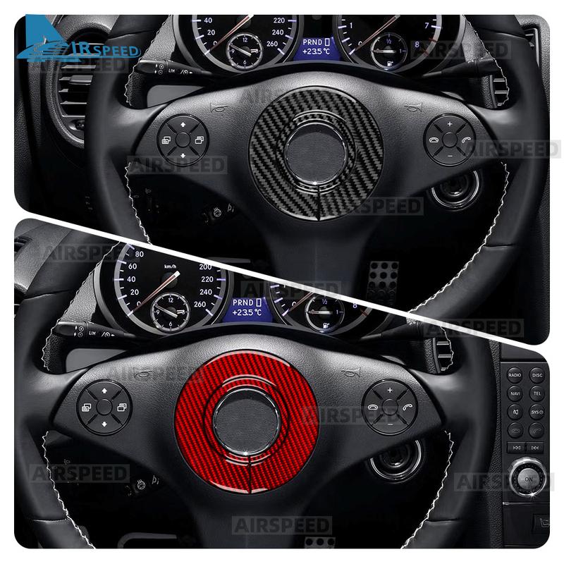 Real Soft Carbon Fiber Trim Sticker For Mercedes Benz SLK R171 2004 2005 2006 2007 2008 2009 2010 Steering Wheel Accessories