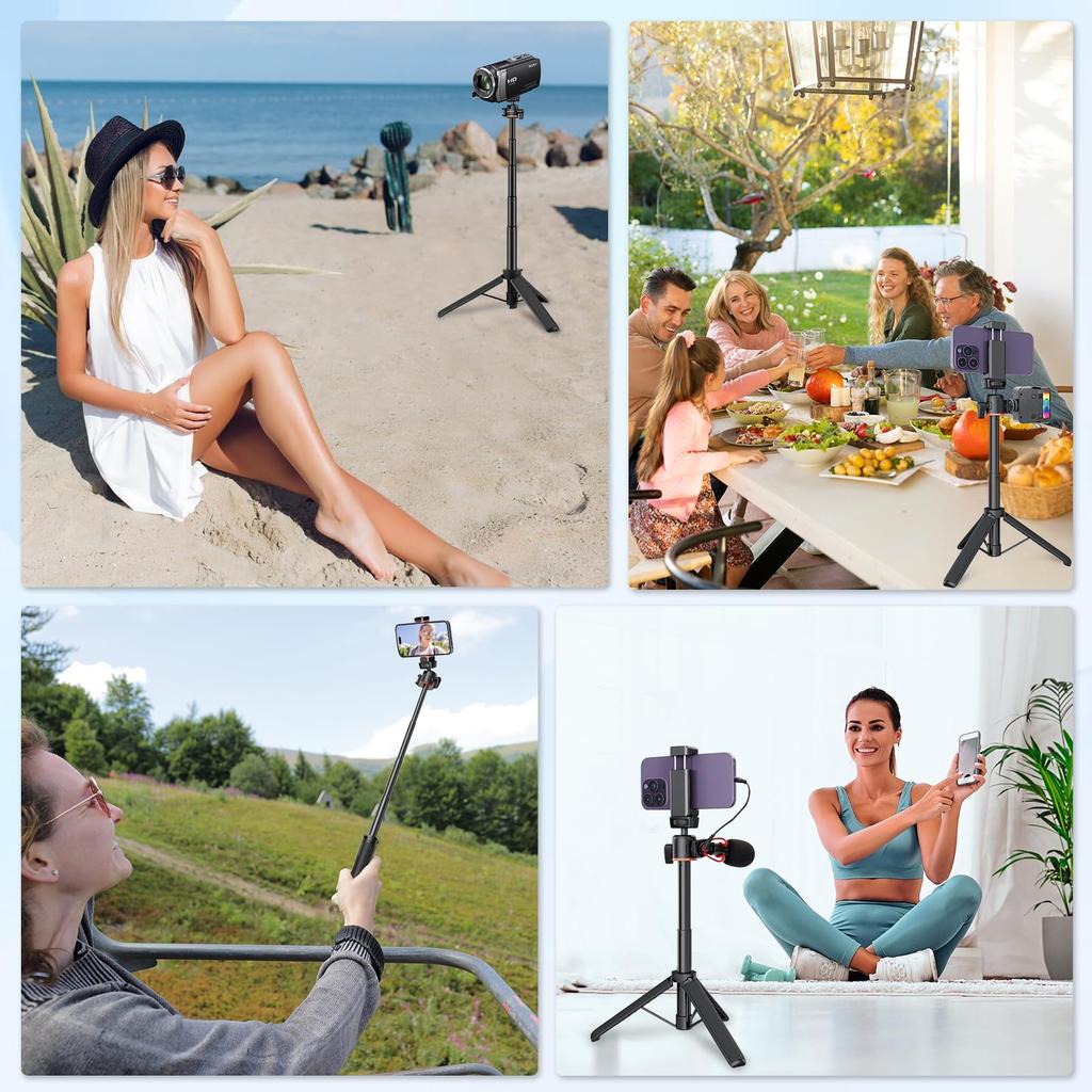PULUZ Camera Tripod Stand for Camera Tabletop Rotating Ball Selfie Stick for 55cm 4 Levels of Cold Shoe Easy To Perfect for Compatible with Digital