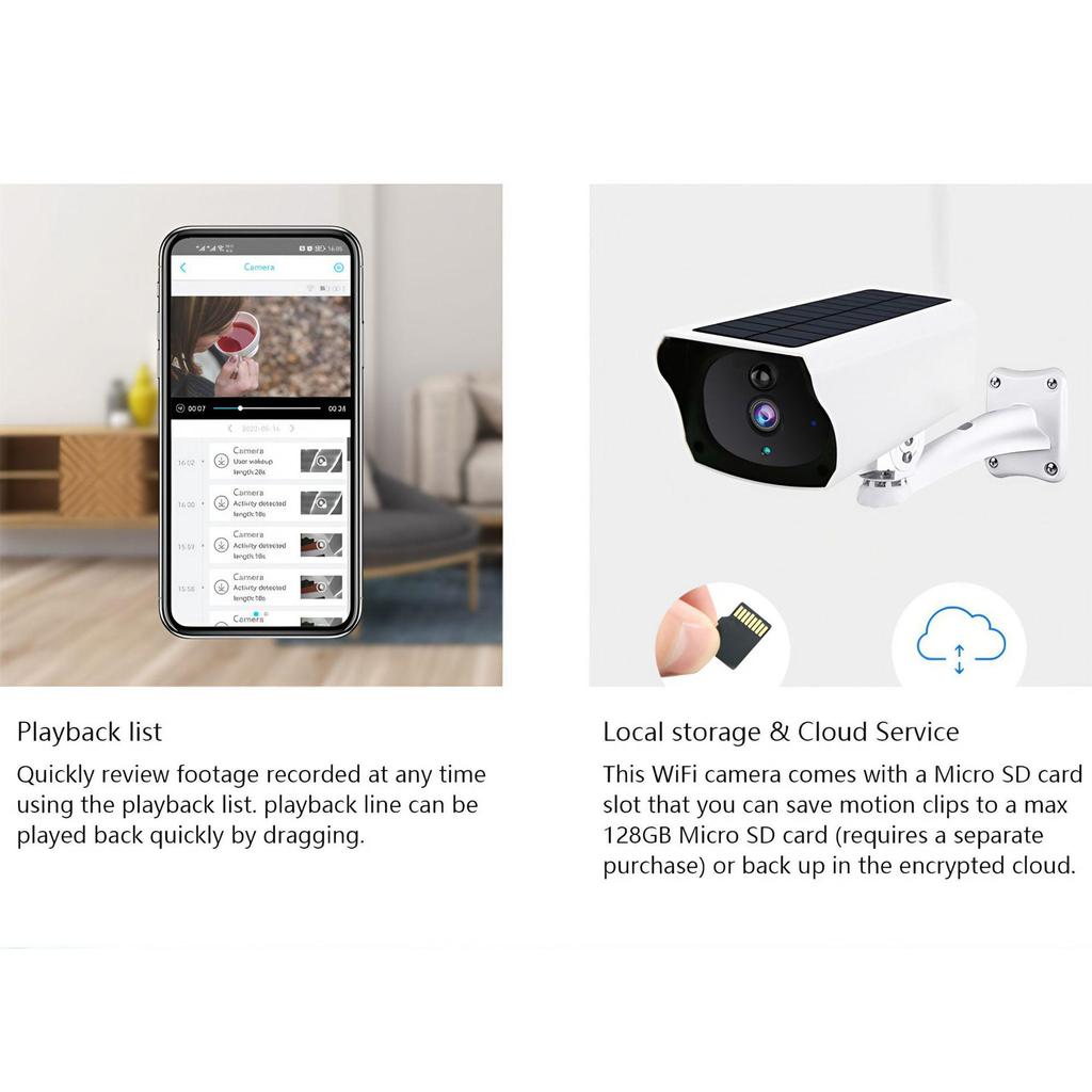 Solar-Powered Wireless Outdoor Camera with UBOX Mobile Remote Viewing