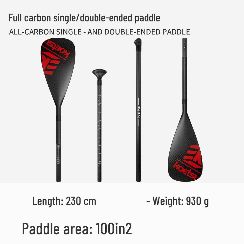 KOETSU Inflatable Paddleboard & Kayak Paddle, Carbon Pattern, Single/Double Head, Versatile Design