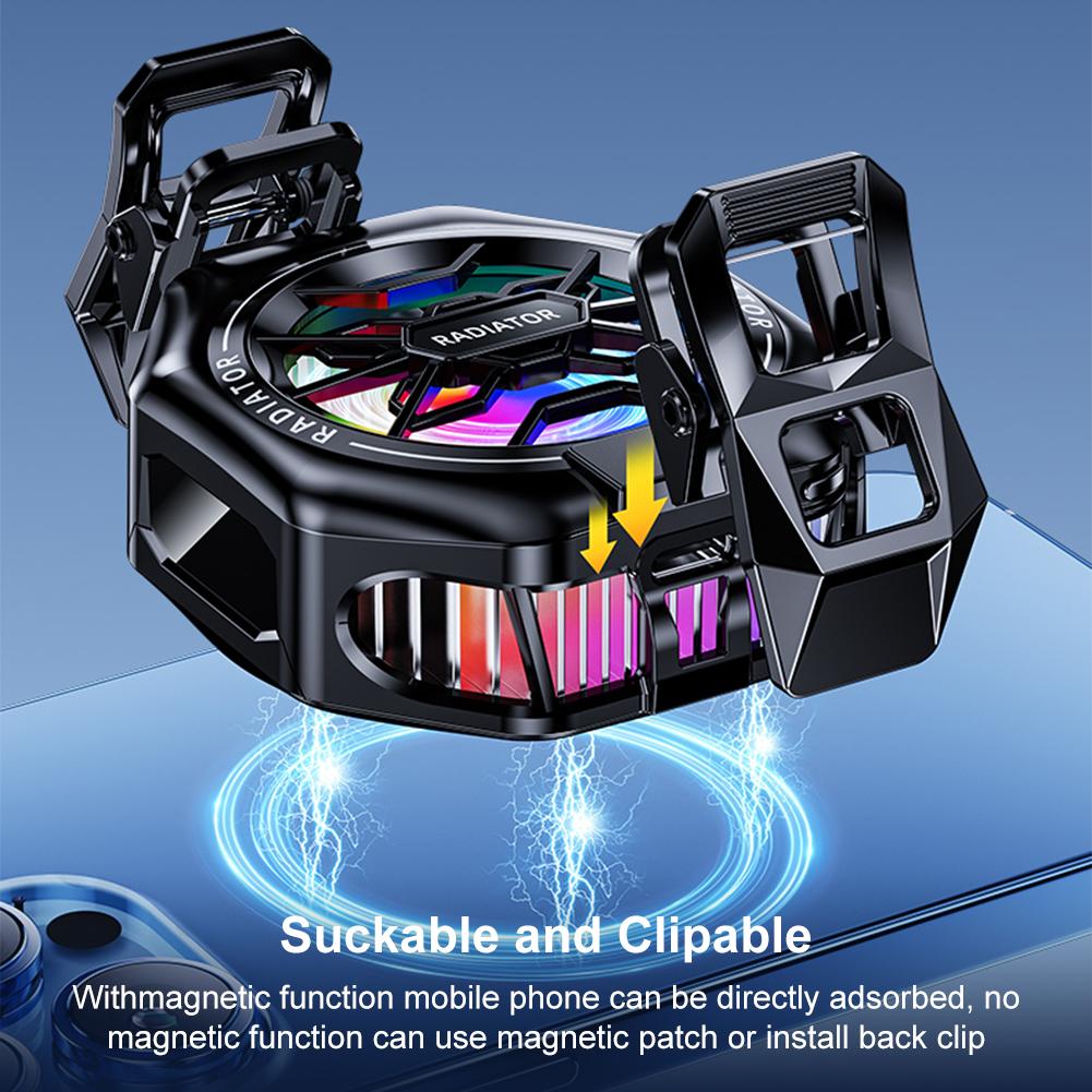 Mobile Phone Semiconductor Cooling Radiator 2 in 1 Magnetic/Back-clip 3 Gear Adjustable Phone Cooling Fan with Digital Display