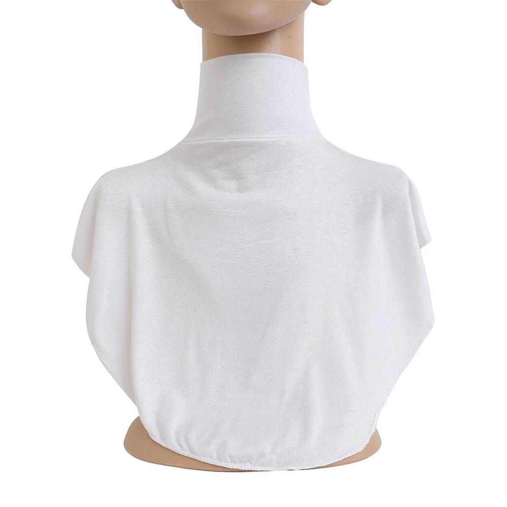 New Womens Muslim Modal Fake False Collar Islamic Hijab Extensions Turtleneck High Neck Cover Warmer Bright Solid Color Half Top