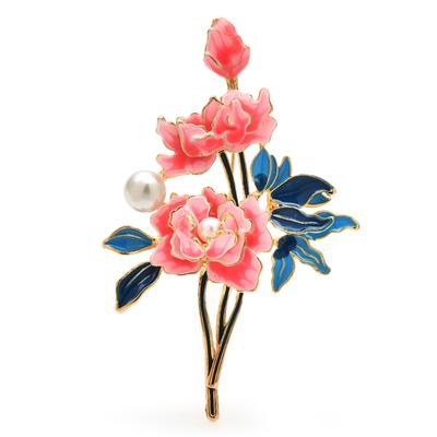 Vakre Peonblomster Brosjer For Kvinner Unisex Emalje Perle Elegant Blomsterplanter Hverdag Fest Brosje Pins Gaver